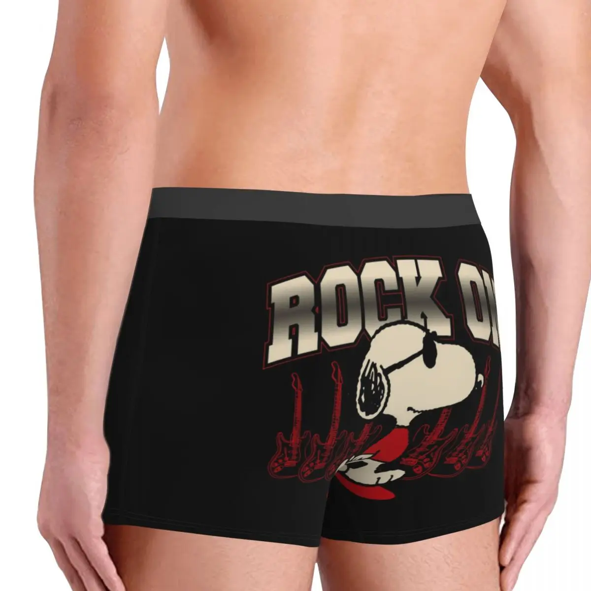 Custom Fashion S-Snoopys Rock On Boxers Shorts Panties Male Underpants Stretch Cute Cartoon Briefs Underwear