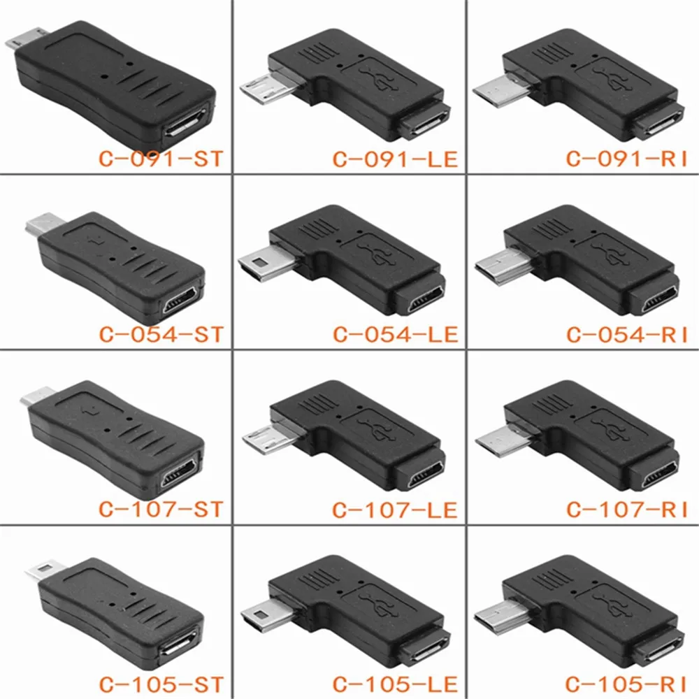 90 Degree Left & Right Angled Mini USB 5pin Female to Micro USB Male Data Sync Adapter Plug Micro USB To Mini USB Connector