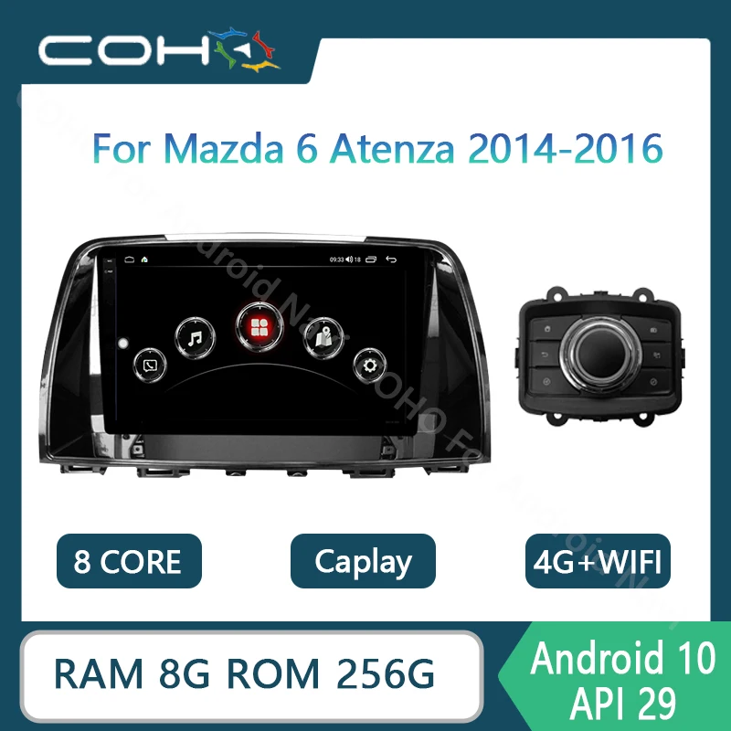 

2K Screen For Mazda 6 Atenza 2014-2016 Android 10.0 Octa Core 2000*1200 Resolution 8+256G 9 Inch Car Multimedia Player Radio