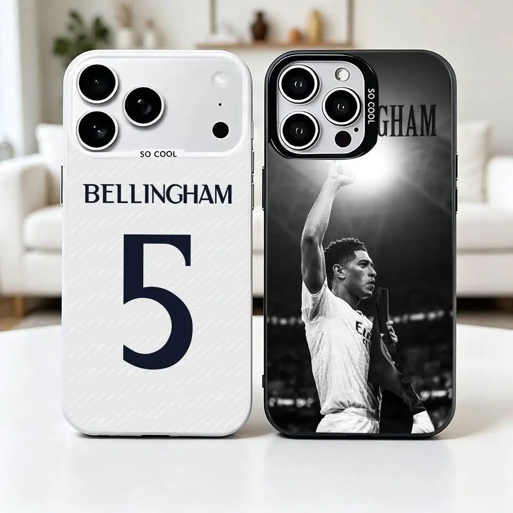 

Football J-Jude B-Bellingham Phone Case For iPhone 17,16,15,14,13,12,11 Plus,Pro Max,XS,Colorful Silver Cover