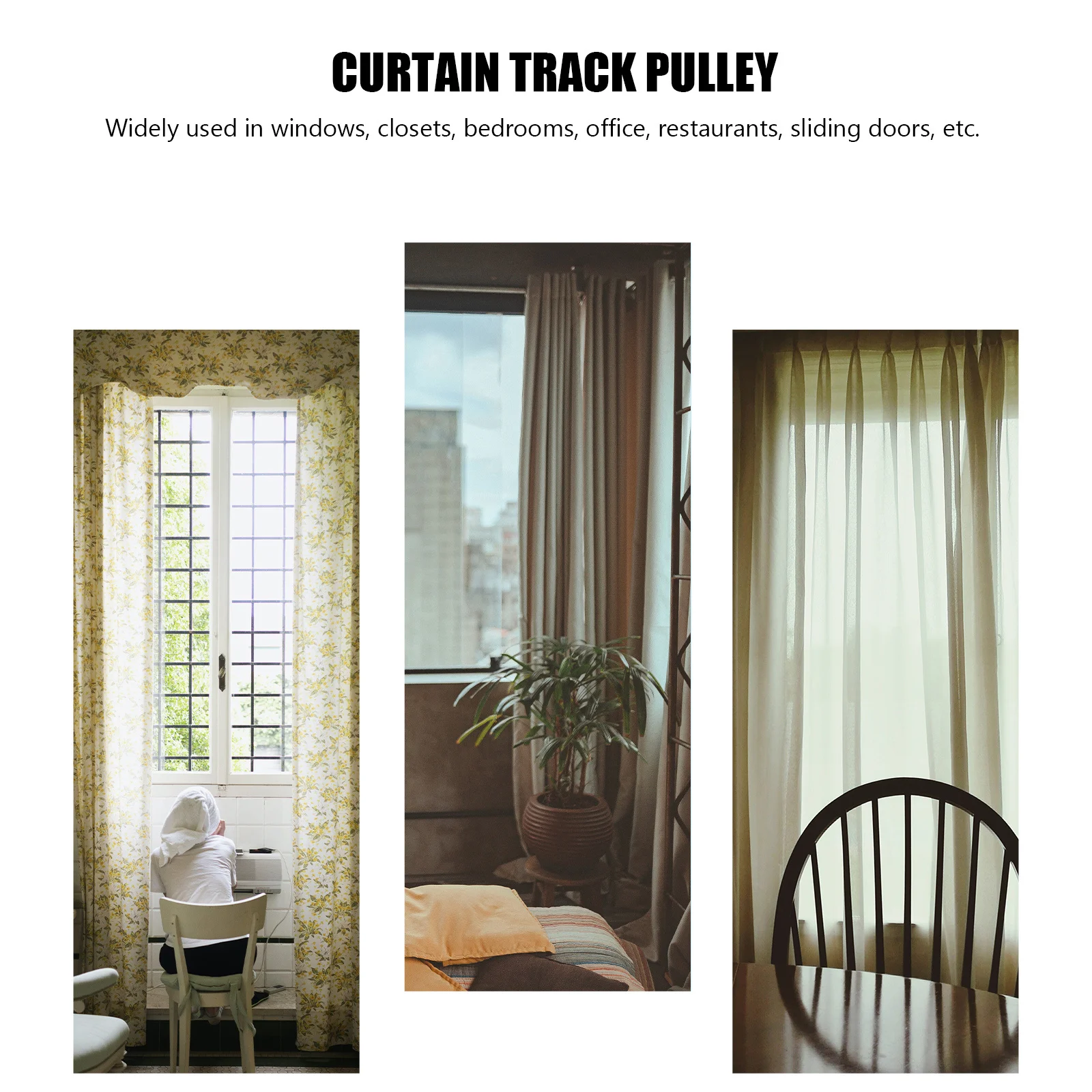 

1Set Beige Plastic Curtain Track Roller Silent Smooth Sliding Curtain Pulley for Curtains Drapes Room Dividers Closets Bedrooms