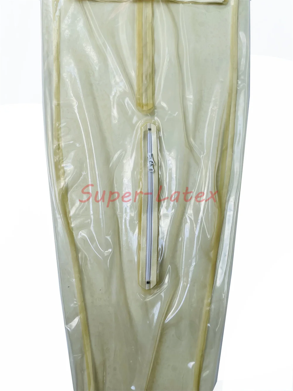 Transparent Latex Sleeping Bag Bodybag Back Zipper Crotch Zip Sleepsack 0.4mm