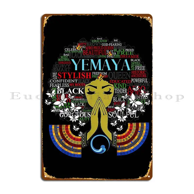 Póster de placa de Metal Orisha Yemaya The Goddess Of The Ocean, la Gran Madre, sala de estar, cueva personalizada, cartel de estaño