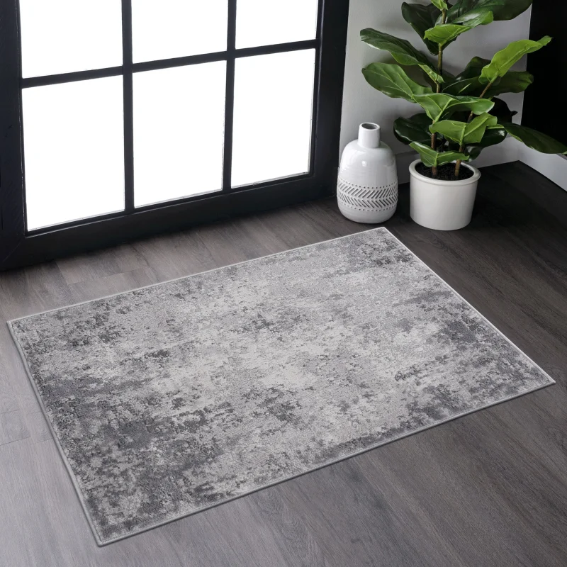 

NAAR MARFI Collection 2X3 Light Grey / Abstract Doormat Rug
