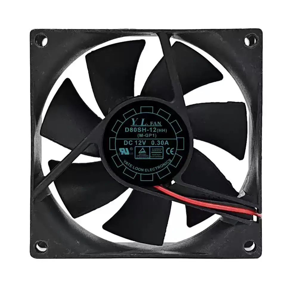 

80mm Fan 12V 0.30A D80SH-12 8025 High Speed 2 Pin PC Desktop Case Power Supply Industrial Ventilation Cooling Cooler