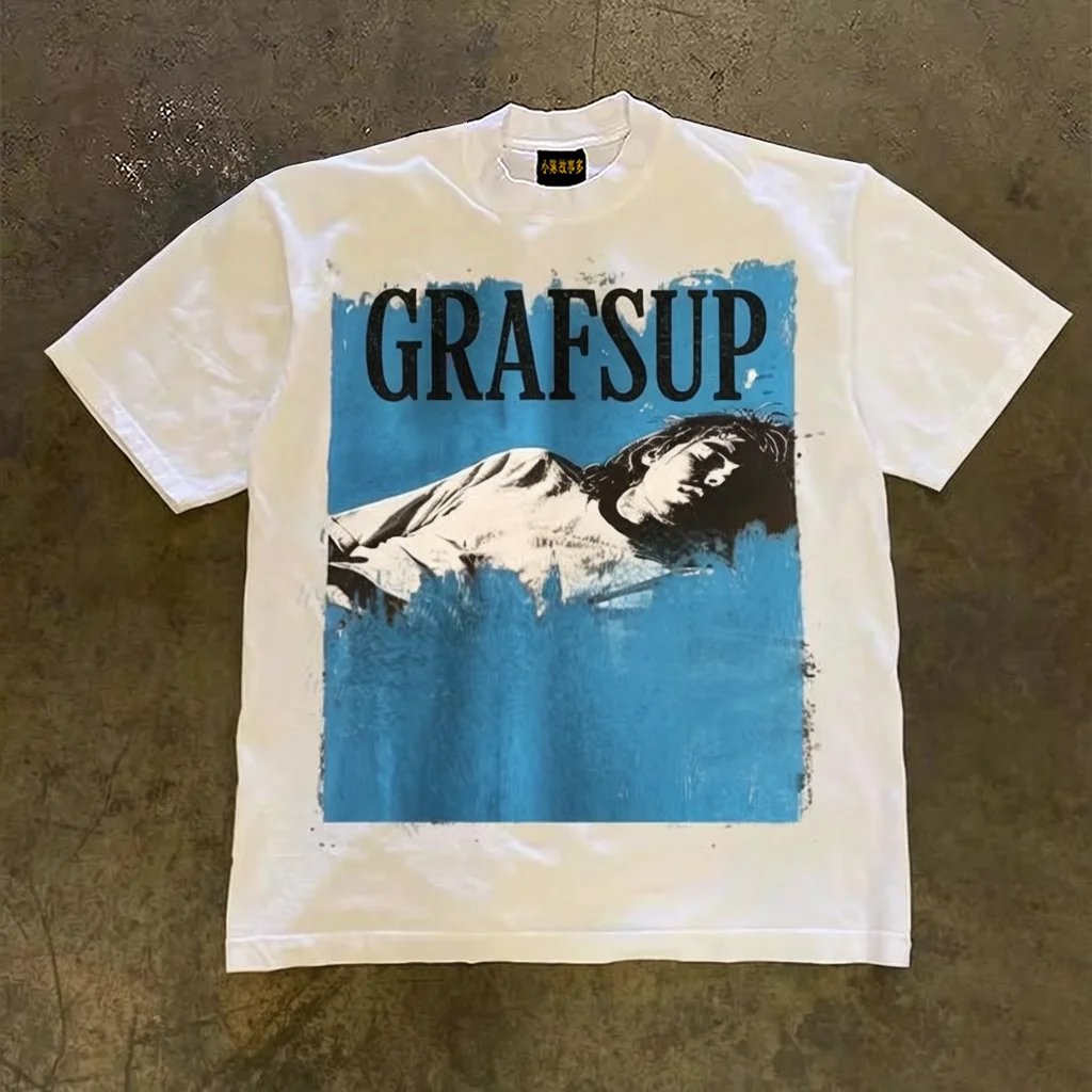 Pure Cotton Double Thread Loose Fit Short Sleeve T-Shirt Men's Style Comfortable Breathable Summer Top American Retro Design