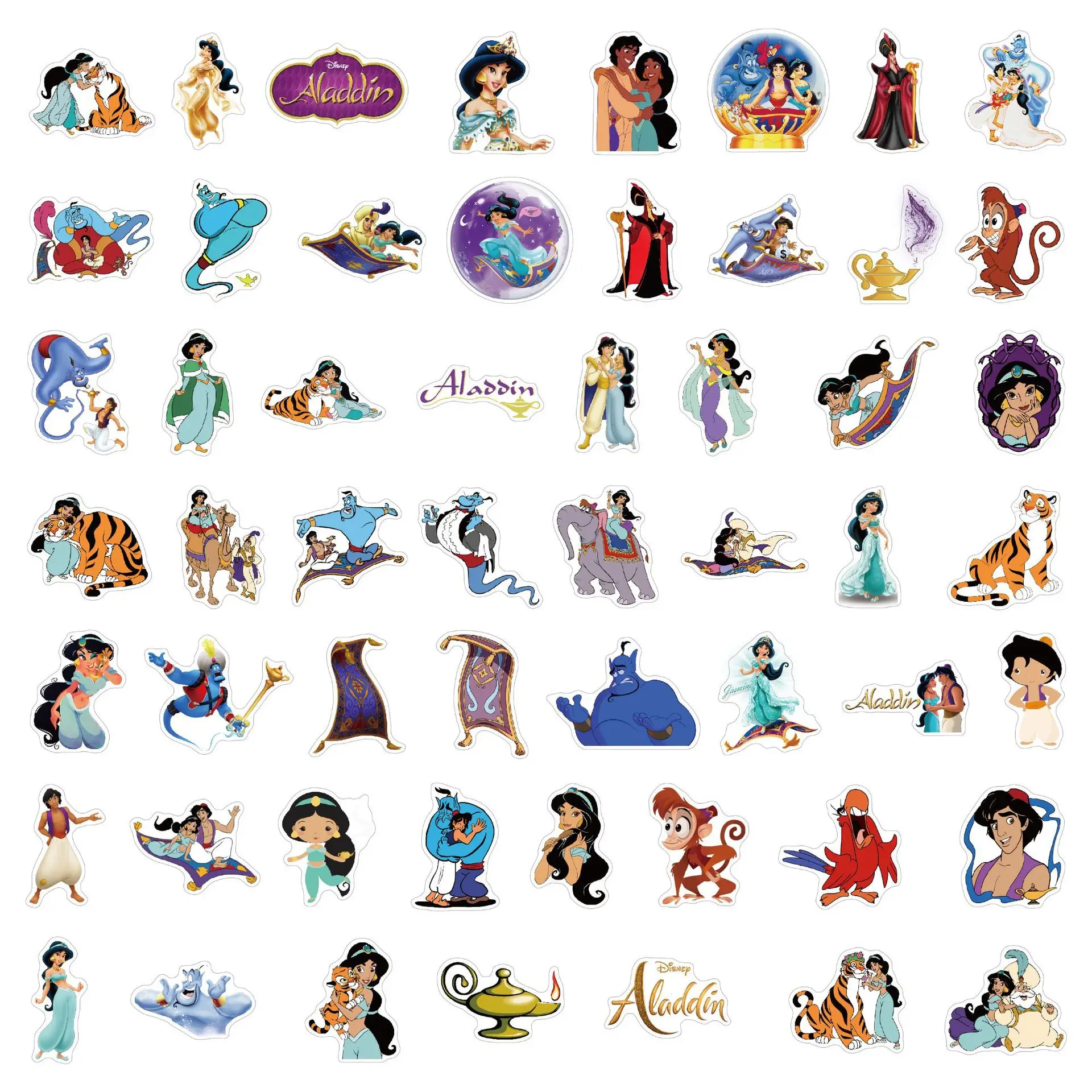 10/30/54 قطعة الكرتون علاء الدين الياسمين ديزني الأميرة ملصق DIY بها بنفسك الهاتف المحمول الأمتعة سكيت الكتابة على الجدران الشارات متعة للطفل #1