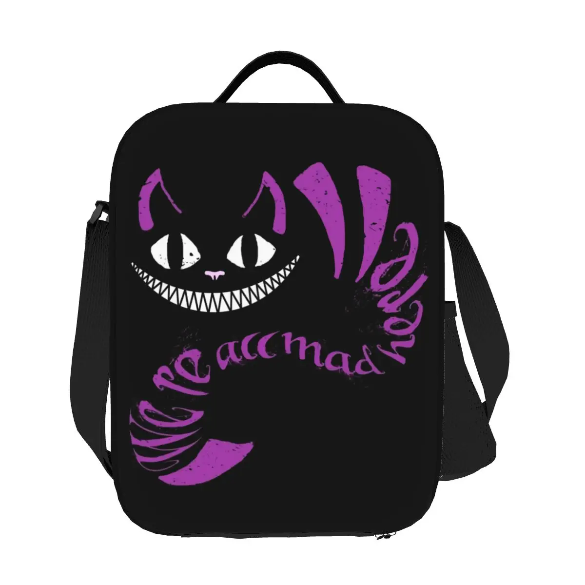 

Custom Alice In Wonderland Cheshire Cat Thermal Insulated Lunch Bags Women Resuable Lunch Tote for Kids Storage Bento Food Box