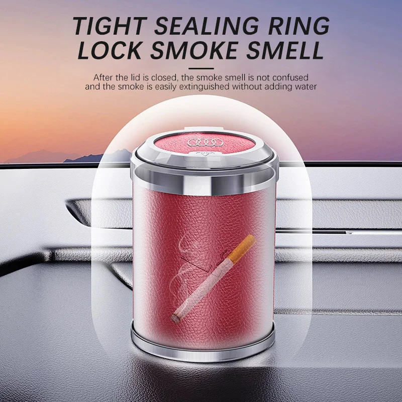 Luxury Car Ashtray Portable With LED Light Ashtray Mini Trash Can For Cup Holder Accessories For Audi Sline A4 A5 A6 A7 Q3 Q5 Q7