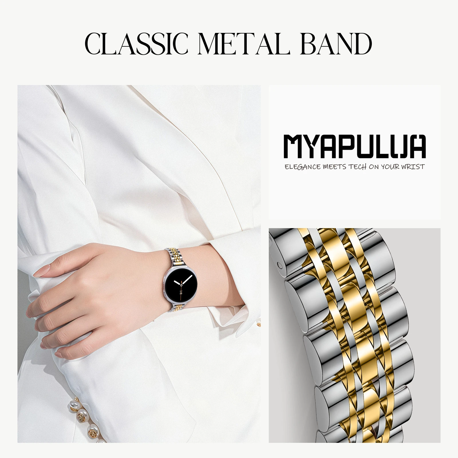 Edelstahlarmbänder für Samsung Galaxy Watch 9 8 40/44 mm, schlanke Metallarmbänder, Correa Galaxy Watch 8 Classic 46 mm Uhrenarmband – Detail 18