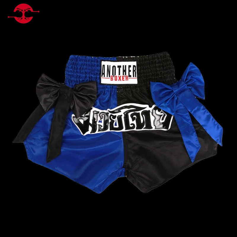 Shorts Muay Thai Ribbon Boxing Shorts Men's Women's Child Bow Tassels MMA Martial Arts Fight Wear Cage Fighting Kickboxing Pants