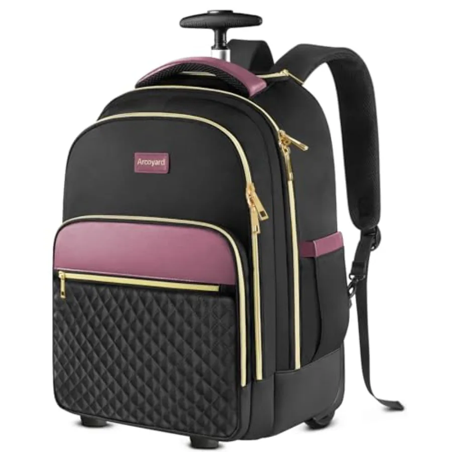 

Rolling Backpack for Women, 17 Inch Laptop Backpack With Wheels for Adults, Large Water Resistant Wheeled Carry On Luggage Roll