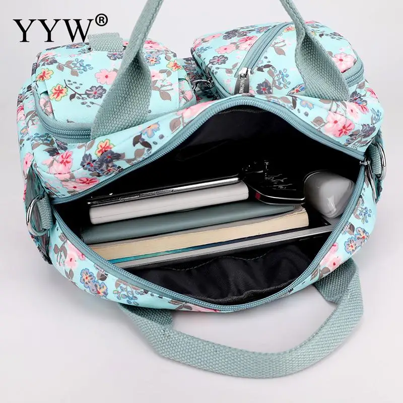 Womens Multi-Pocket Casual Crossbody Handbags Waterproof Canvas Printed Shoulder Messenger Bags For Shopping Hiking Daily Use