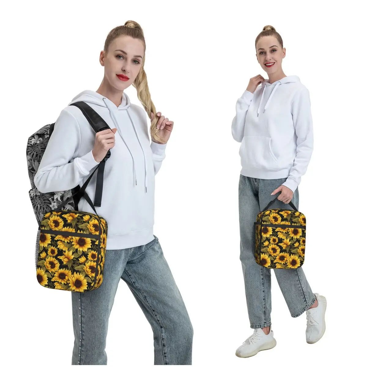 Pastel Sunflower Floral Insulated Lunch Bag for Women Children Portable Food Boxes Thermal Lunch Box Tote