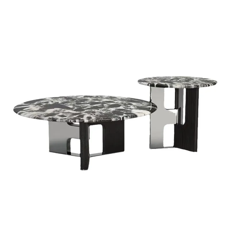 

Living room home creative coffee table side table combination marble villa large flat light luxury round coffee table