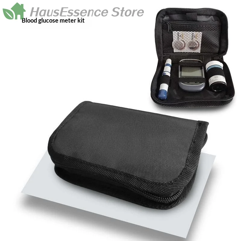 ※Portable Blood Glucose Meter Storage Bag Household Blood Pressure And Oxygen Meter Carrier Organizer Black Zipper