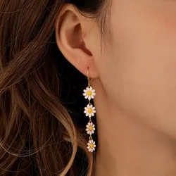 2023 New Cute Daisy Flower Drop Earrings For Women Trendy Colorful Sweet Sunflower Long Tassel Earrings Girls Party Jewelry Gift