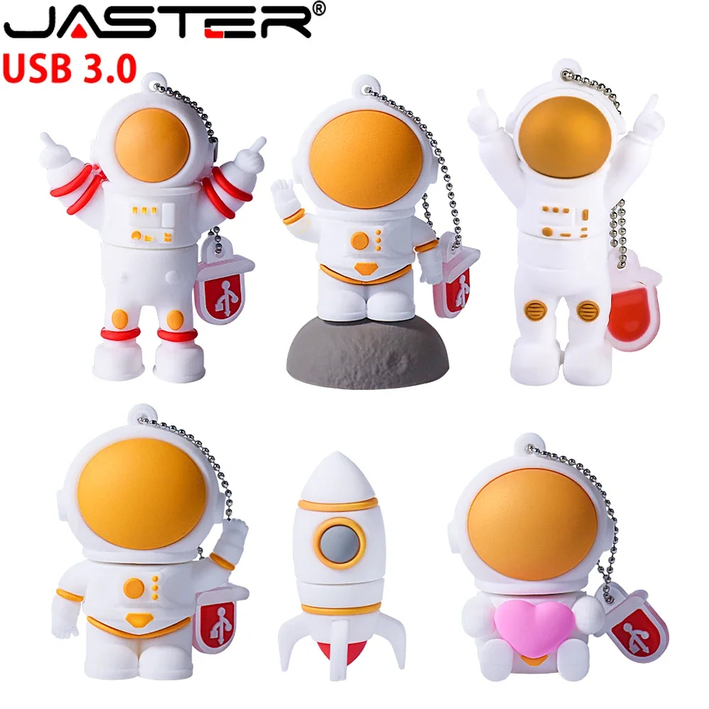 JASTER USB 3.0 Flash Drive Mini Cool Cartoon Pen Drive Astronaut and Rocket for Kids Creative Gifts Memory Stick 32GB 64GB 128GB