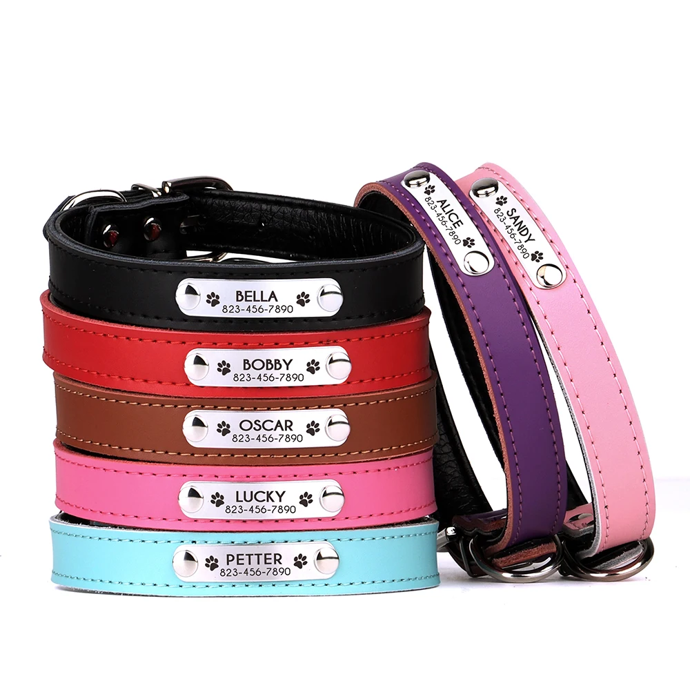 Custom Engraved Dog Collar Personalized Puppy Cat Collars Nameplate Adjustable for Small Medium Dogs Cats Chihuahua Pug 7 Colors