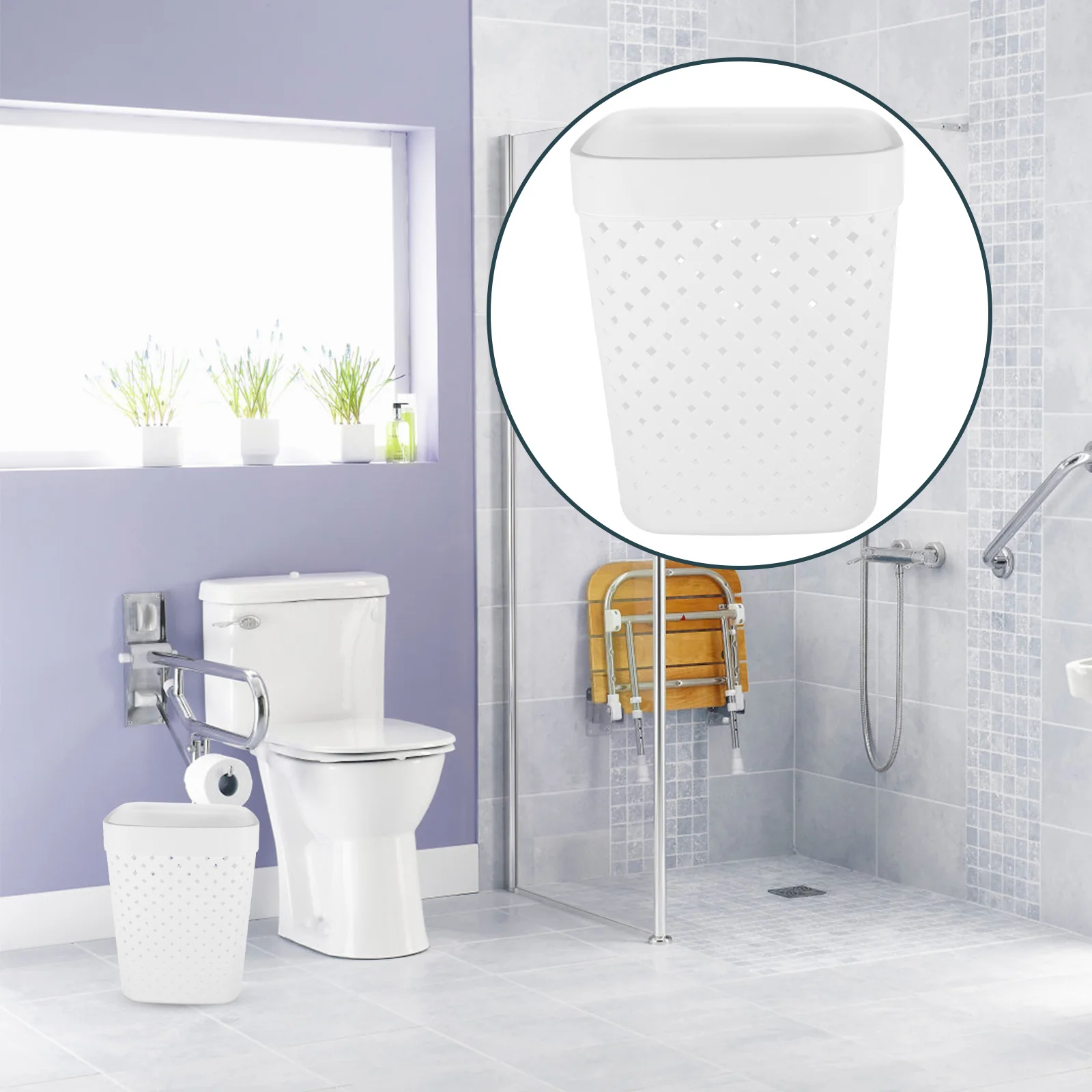 

Portable Trash Can Plastic Garbage Container Compact Design for Bedroom Office Bathroom Kitchen Waste Basket Small Trash Can