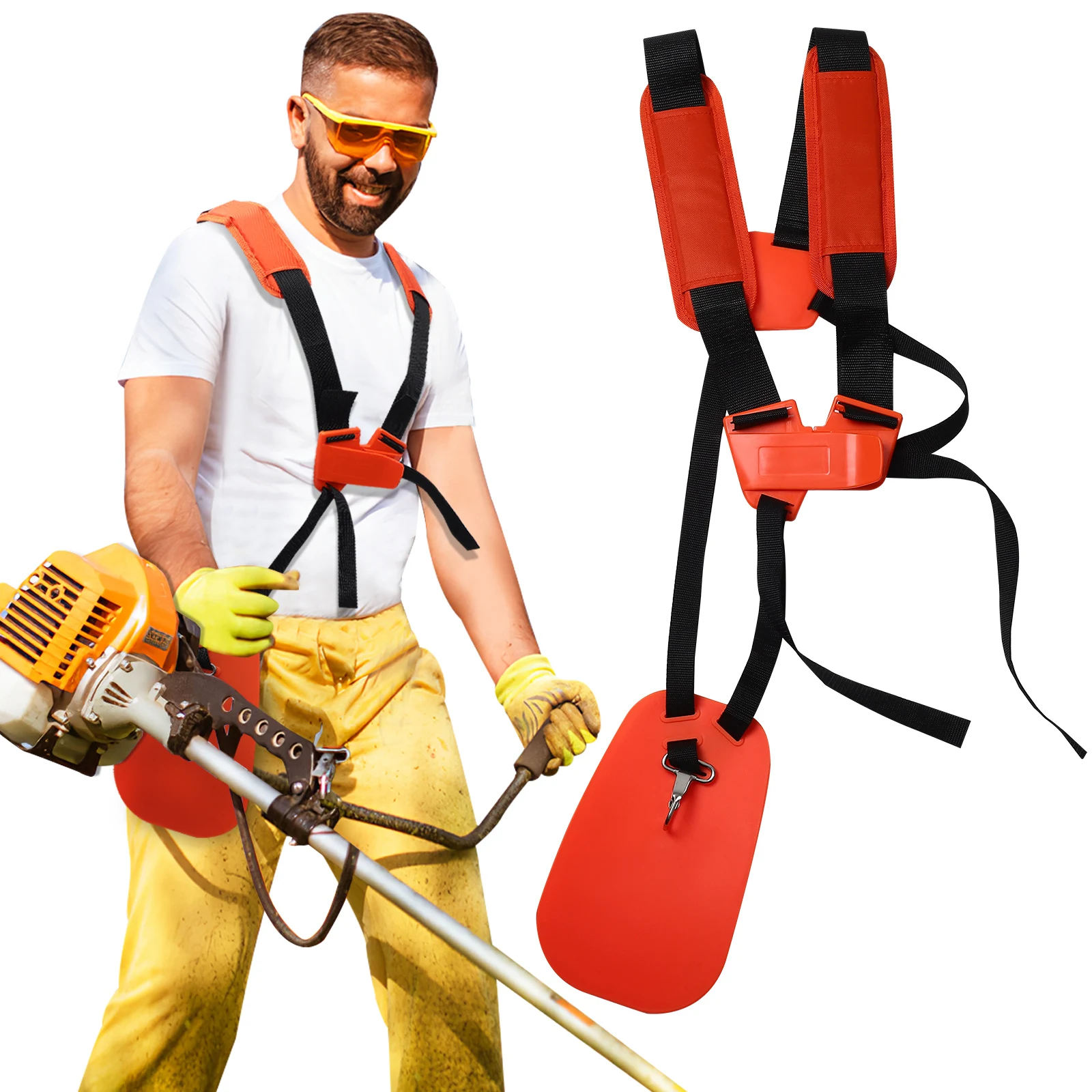 

Orange Lawn Mower Shoulder Strap Adjustable Padded Belt for Carrying Grass Trimmer Brush Garden Tools Durable Gardening