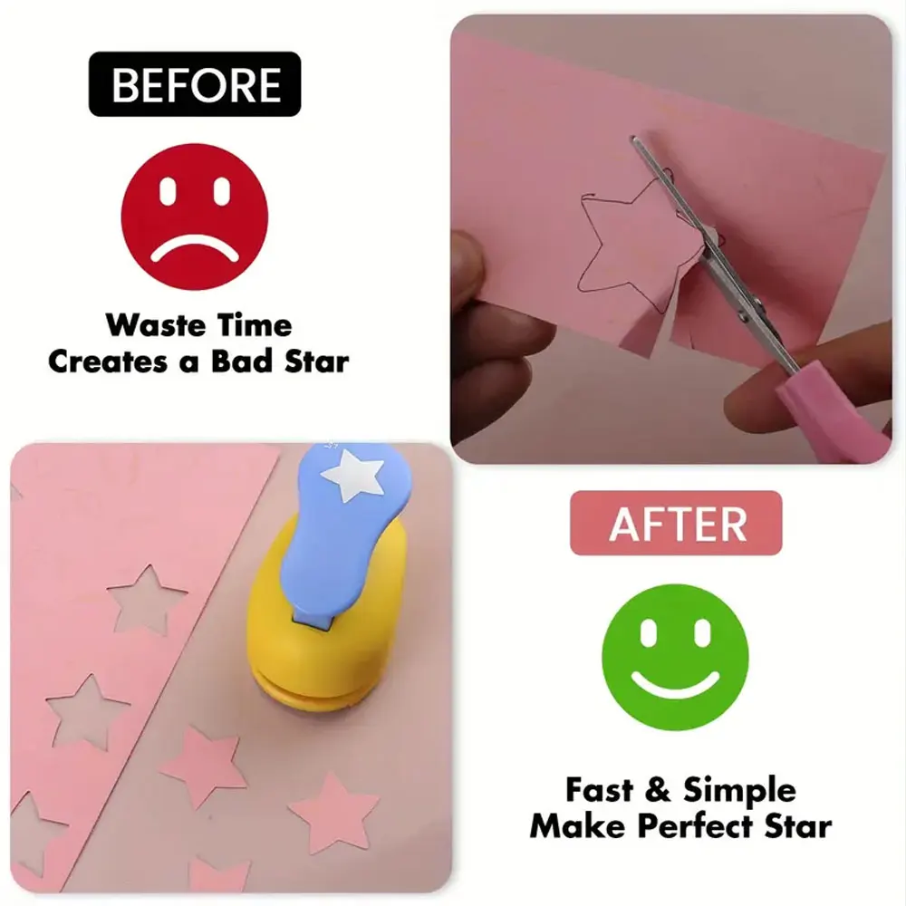 8/16/25/38/50mm five-pointed star punching machine labor-saving manual embossing machine creative DIY (random color)