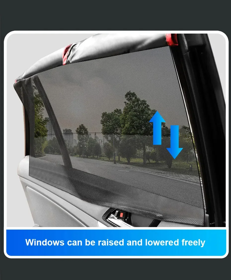 Magnetischer Auto-Seitenfenster-Sonnenschutz Atmungsaktiver Vorder-/Heckscheiben-Sonnenschutz für UV-Schutz Wärmeisolierung Privatsphäre Sonnenvorhang – Detail 9