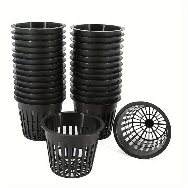 12pcs Hydroponic Mesh Pot Vegetable Planting Basket 3-Inch Garden Soilless Cultivation Plastic Plant Rooter Basket Mesh Pot
