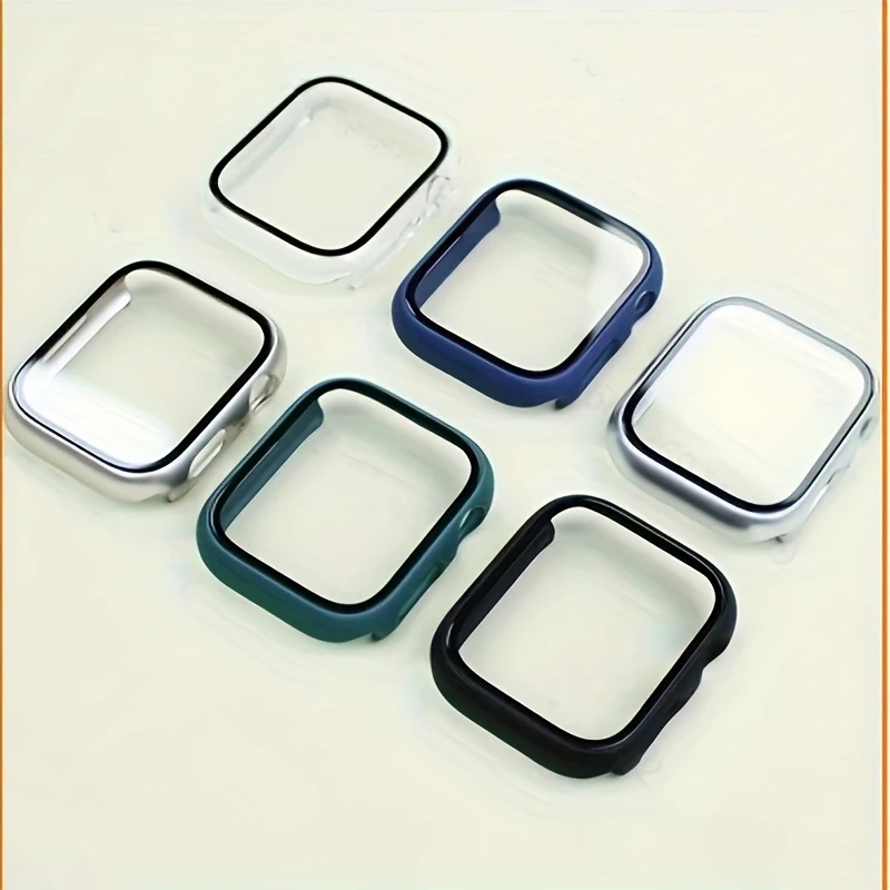 Glass+ Case for Apple Watch 10 9 8 7 46mm 45mm 41mm 44mm 40mm Screen Protector PC Cover Bumper for iWatch 3 4 5 SE 6 Accessories