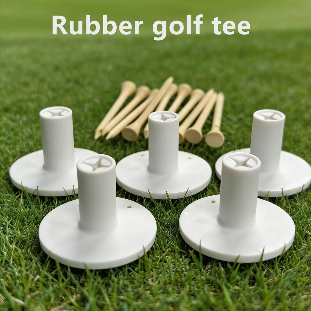 Golf Tee Set 38mm Cross Head Rubber with 70mm Bamboo Shaft Eco-Friendly Durable Tee for Reduced Friction & Longer Drives