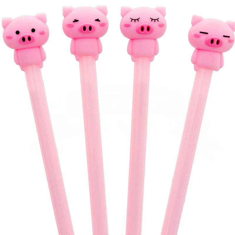 Imagem -03 - Cute Cartoon Pig Shaped Neutro Canetas Grupo Prêmio Student Papelaria Escritório de Volta às Aulas 24 Pcs