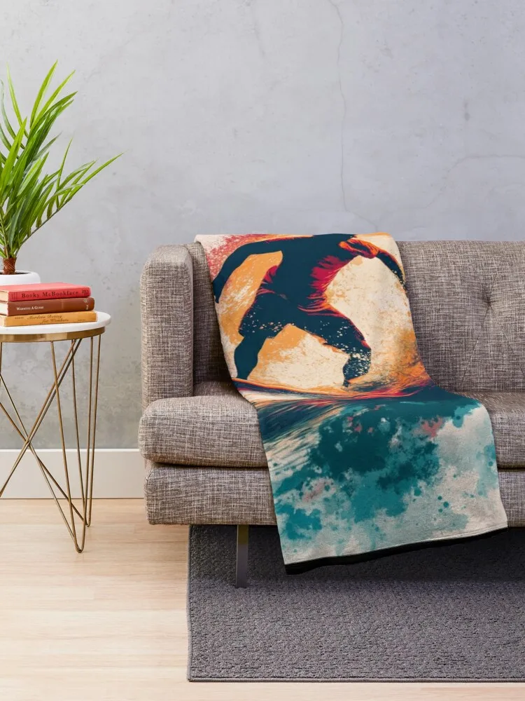 Ride the Waves Surf-Inspired Print-on-Demand Collection Throw Blanket Furry Winter beds Sofa Throw Blankets