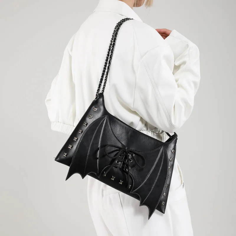 

Personalized and creative small bag for women 2024 new Halloween funny bat fashion rivet single shoulder crossbody tote bag