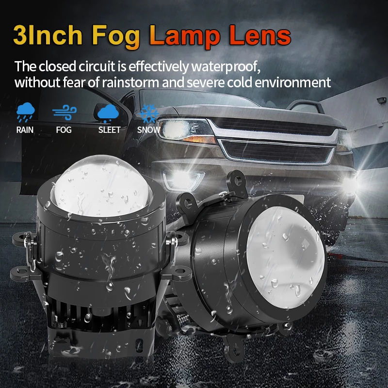 

3Inch Fog Lamp Lens Universal H11 IP67 Waterproof Led Headlight White Yellow Light 6000K 4300K 3000K Bi Led Projector Fog Lights