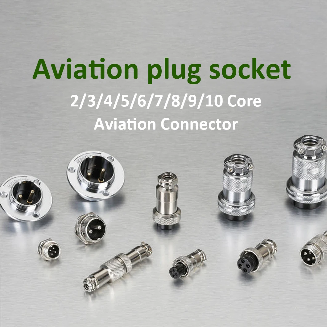 Factory Supply GX16 16MM Metal Aviation Connector 7/8/9/10 Core Female+Male Plug Socket Industrial Aviation Connector Waterproof