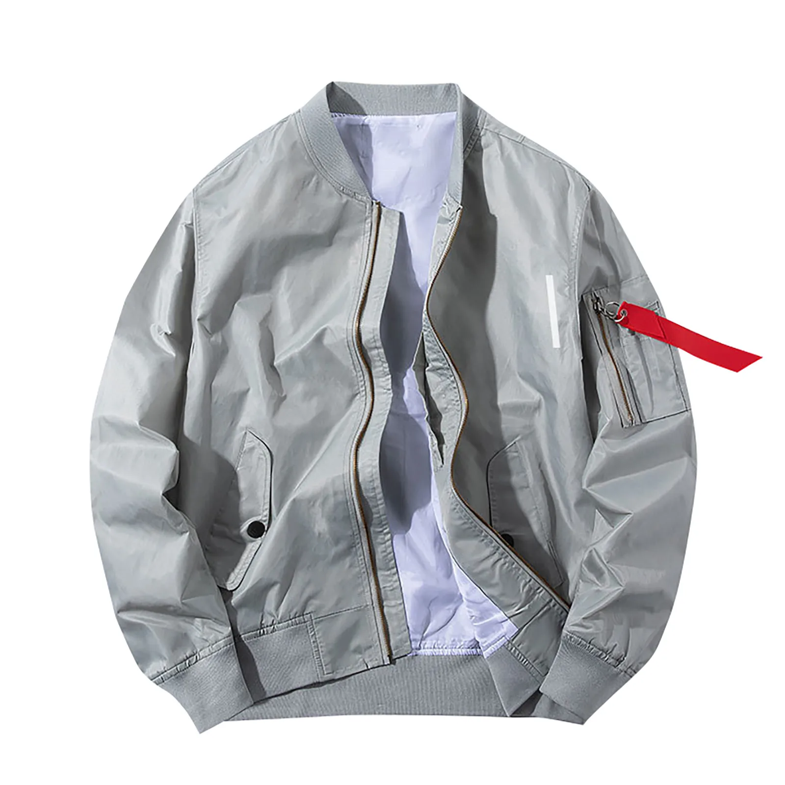 

Men'S Spring Autumn Jackets Casual Fashion Loose Zipper Jackets With Pockets Daily Outdoor Solid Color All-Match Light Jackets