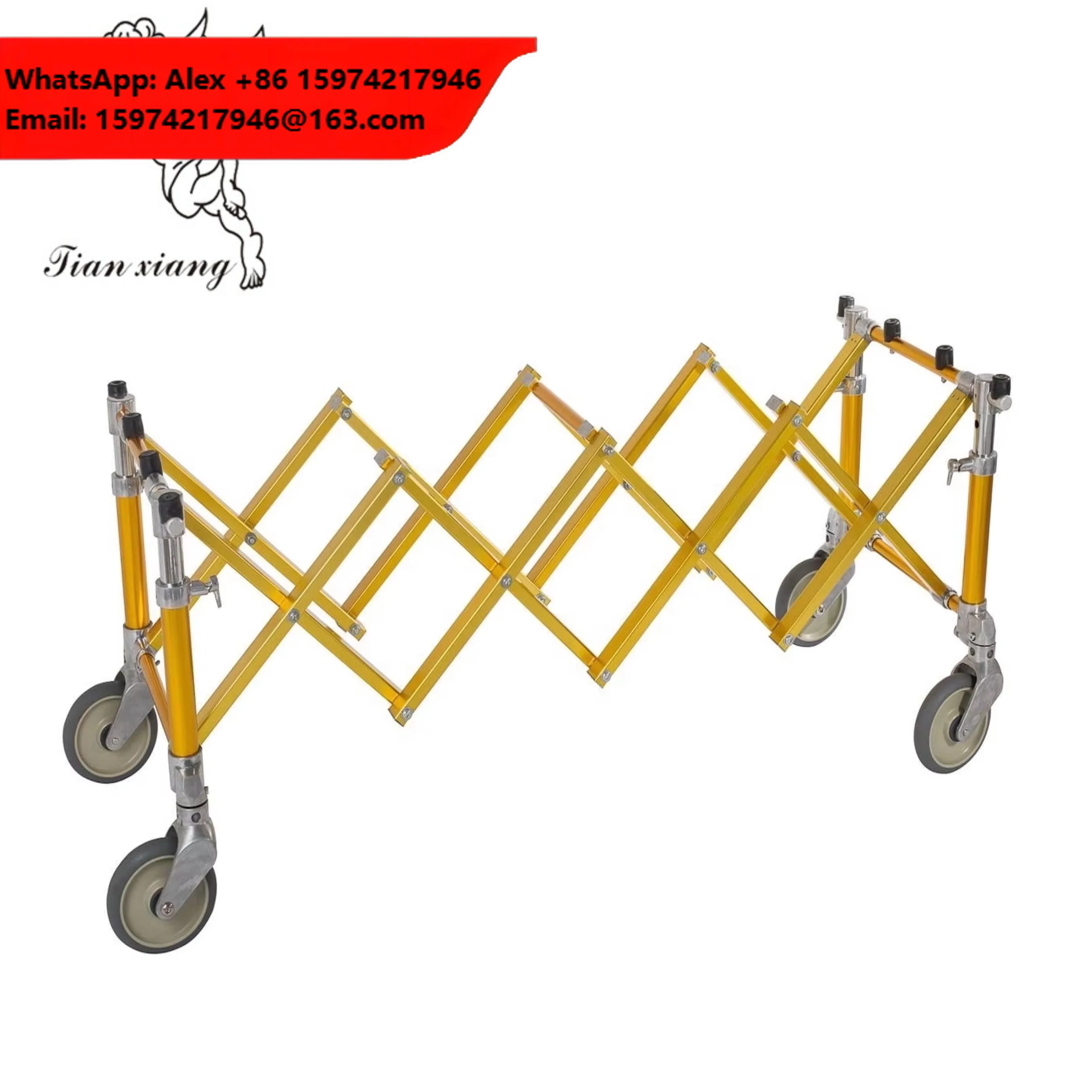 Foldable Church Trolley Coffin Casket Gold Stand Funeral Mortuary Equipment Transport Cart Heavy Duty 4 Wheels Wholesale