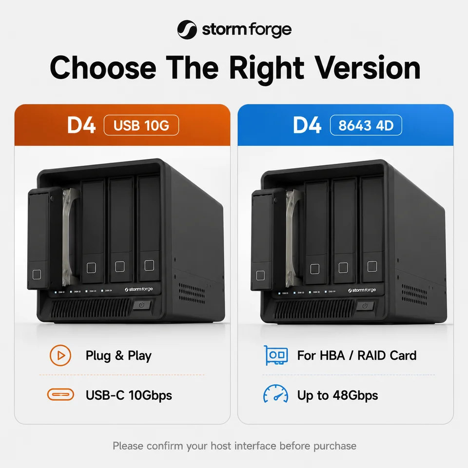 Stormforge D4 4 Bay Hard Drive Enclosure USB C 10Gbps 8643 SATA