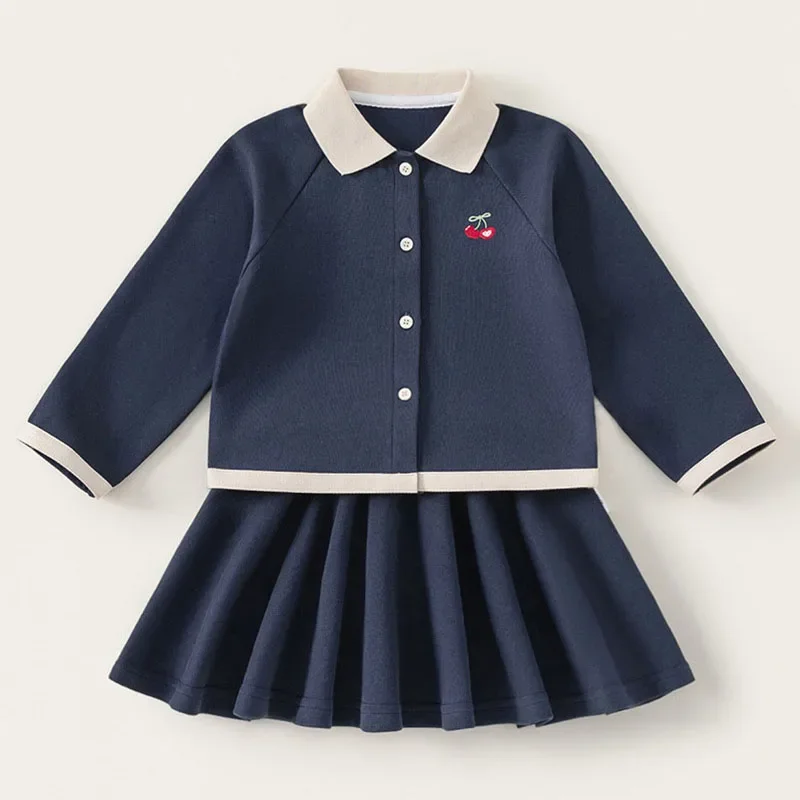 

2 шт., весенне-осенний бутик, детская корейская мода, милые детские топы с длинными рукавами + юбка, одежда для маленьких девочек, детские комплекты B121