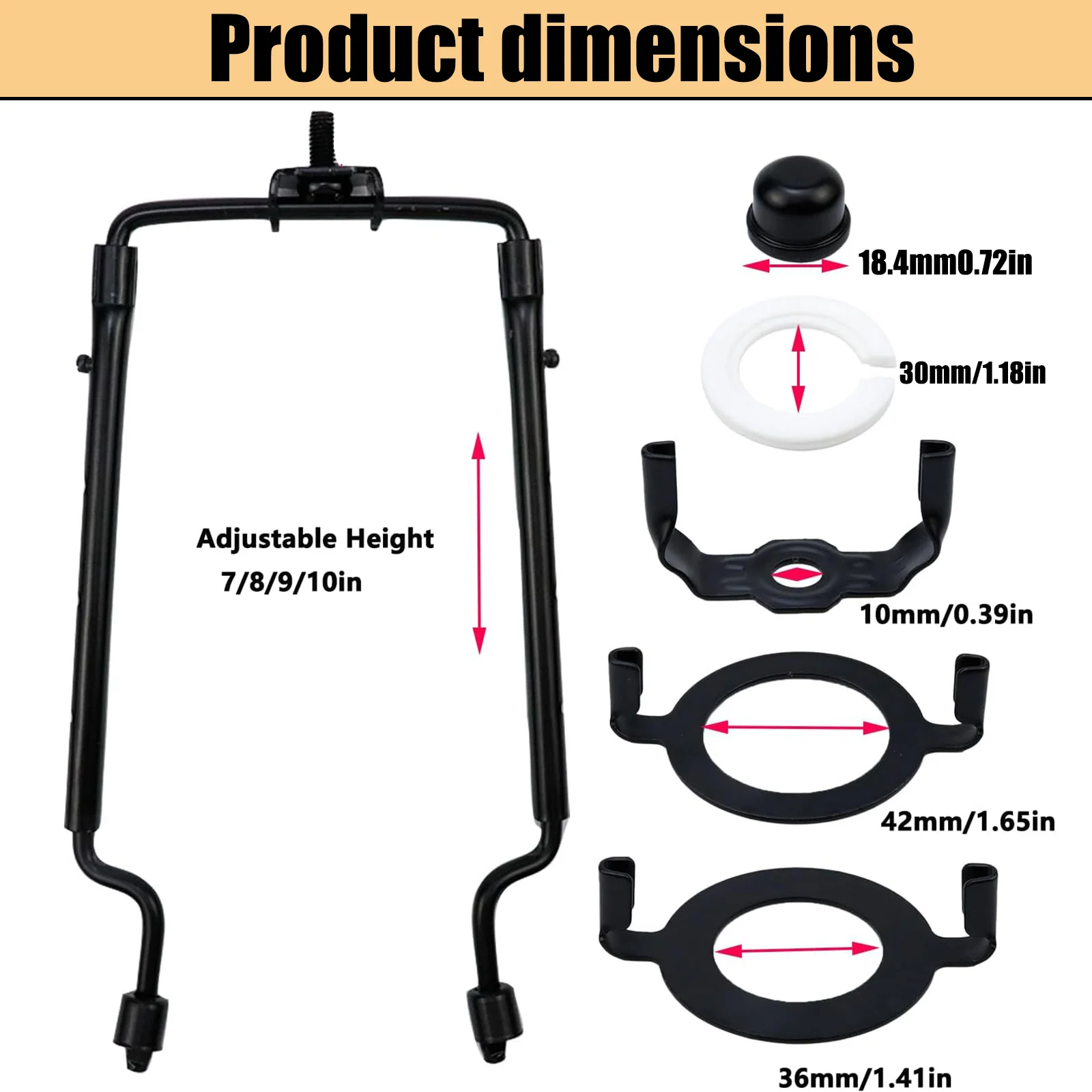 Complete Lamp Shade Harp Holder Kit (7/8/9/10”), with Standard Saddle, UNO Adapters for E26/E27, Universal Fit for Spider Shades