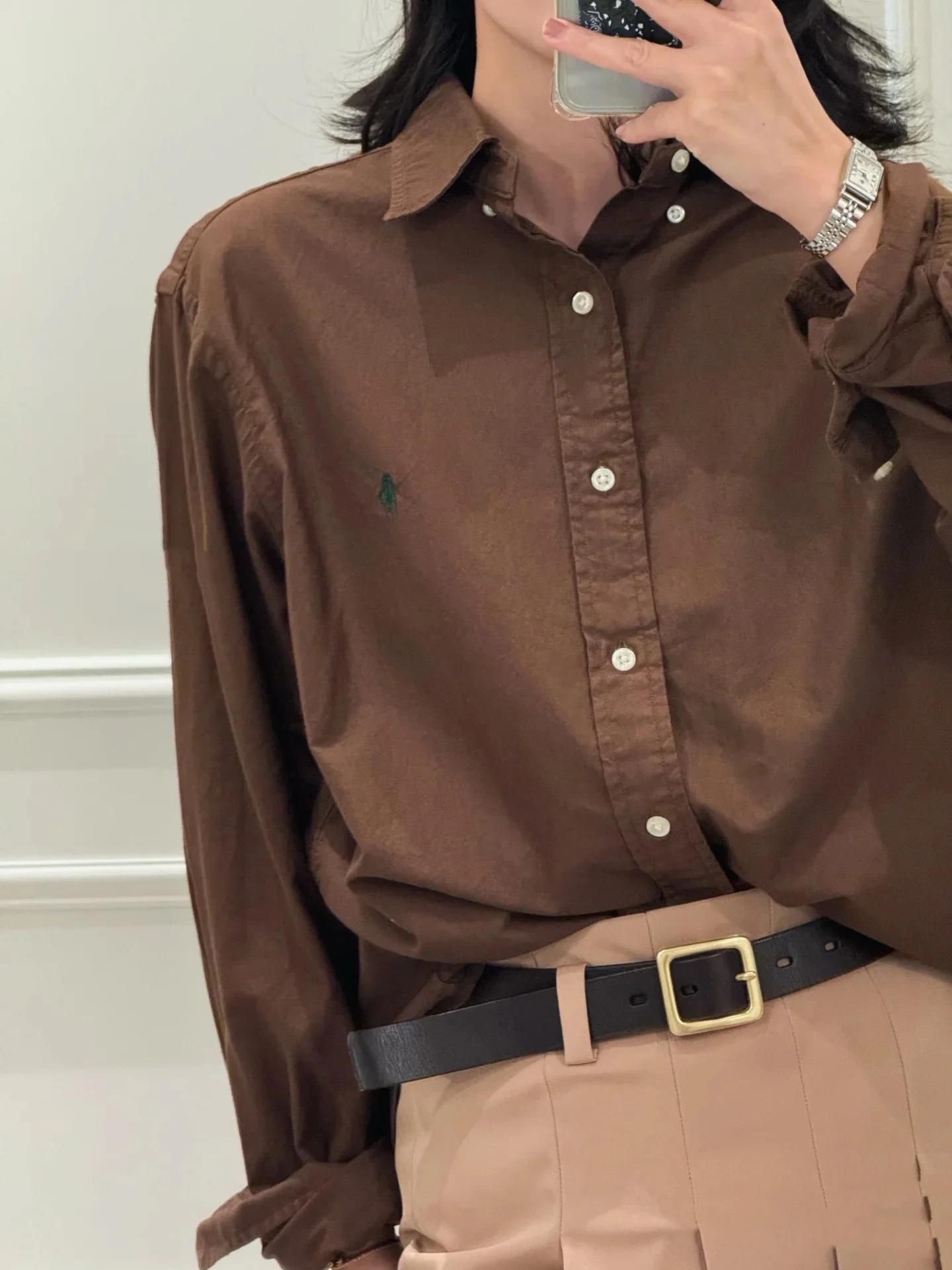 بولو رالف لورين قميص الموضة الرجال الصيف رقيقة بلون بلوزة طويلة الأكمام عادية تنوعا فضفاض واقية من الشمس قميص #4