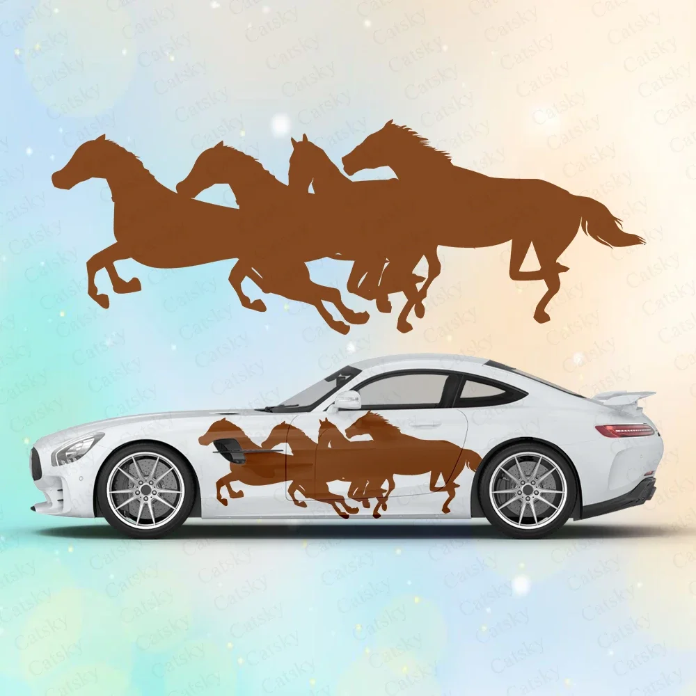 Horses Running Design Large Car Stickers and Decals Car Body Stickers Car-Side Decals Waterproof Car Vinyl Stickers