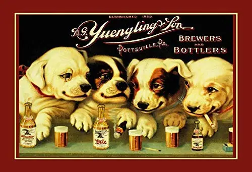 Kalynvi Yuengling & Son Ale and Beer Dogs Metal Sign Rectangle Custom Metal Sign 8X12In-Bar Cafe Restaurant Home Decor