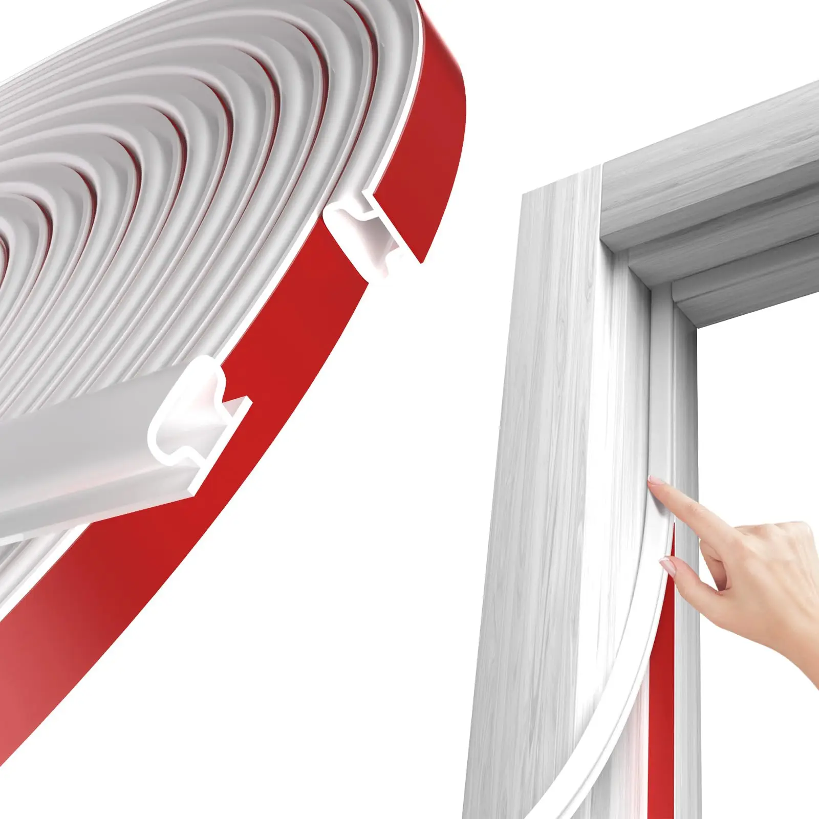 

D-Shape Rubber Weather Stripping Door Seal Strip, Self-Adhesive Backing Door Weatherstripping for Door Frame Insulation Large Ga