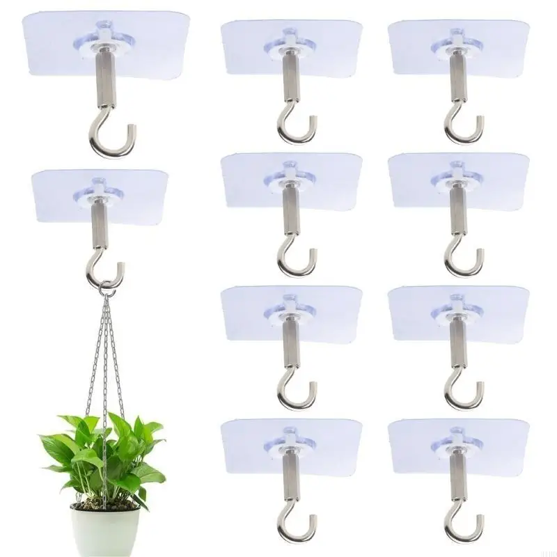 

1-10pcs Adhesive Hooks Ceiling Strong Bearing Sticky Rack Kitchen Wall Key Hangers for Hanging Plant Wind Chimes Lights