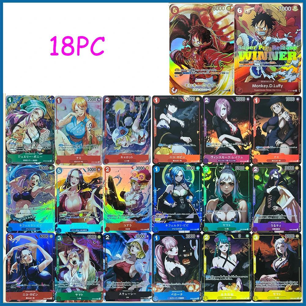 Juego de cartas coleccionables de Anime Goddess Story Boy Battle Toys, regalo de cumpleaños de Navidad, DIY ACG Robin Luffy, 18 piezas por juego