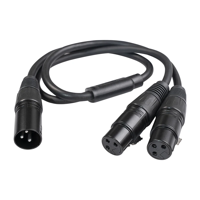 50cm XLR Splitter Cable Male to Dual Female Y-Splitter 3Pin Balanced Microphone Line Foil Braided Shielded For Microphone