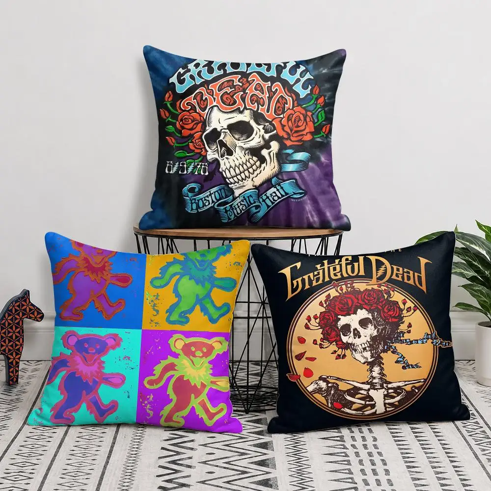 Grateful D-Dead COOL Cushion Cover Silky Short Plush Invisible Zipper Dustproof Sofa Pillow Case For Home Decor