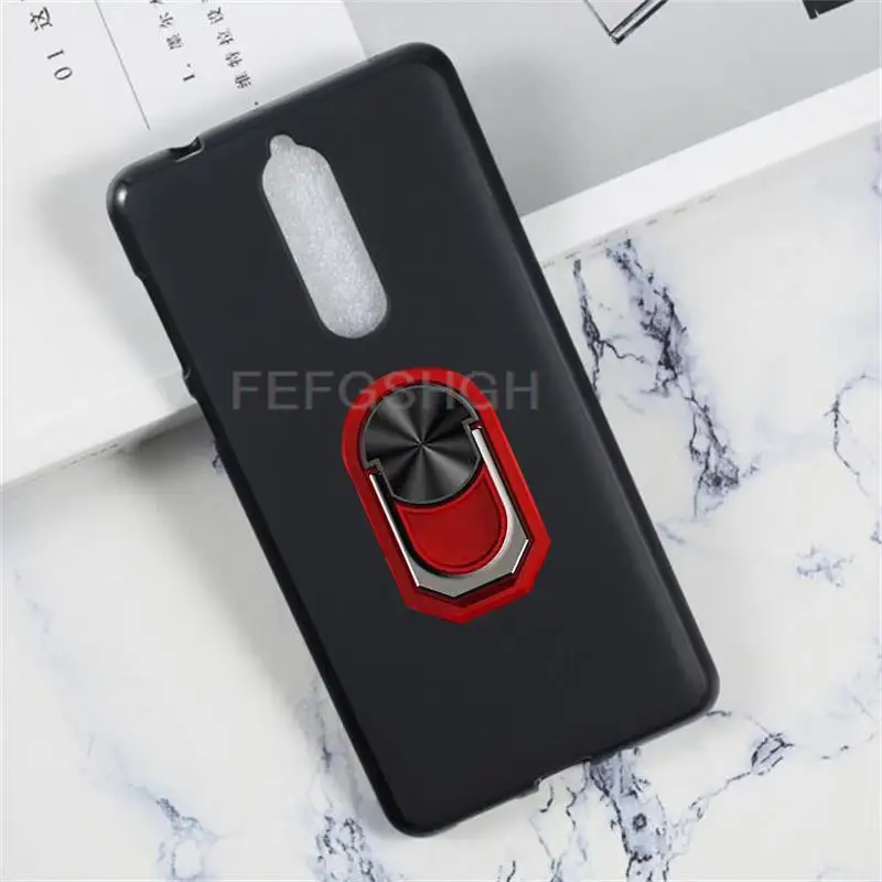 For Nokia 8 Back Finger Ring Soft TPU Silicone Case For Nokia 8 TA-1004 TA-1012 TA-1052 Phone Cover