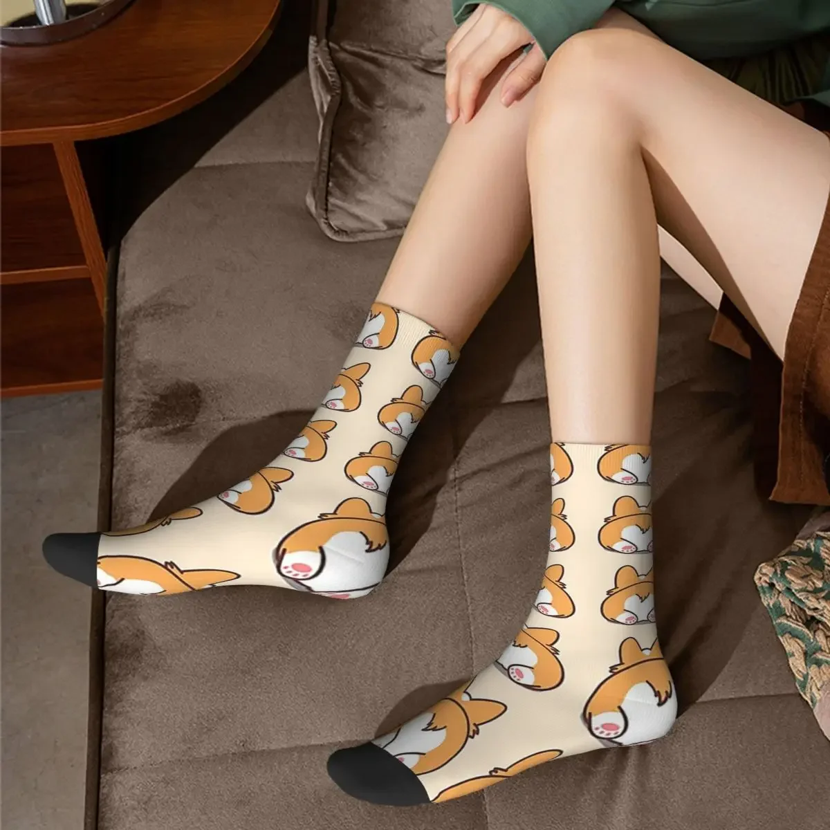 Chaussettes longues Corgi pour hommes et femmes, bas Harajuku super doux, accessoires toutes saisons, cadeaux de Noël mignons